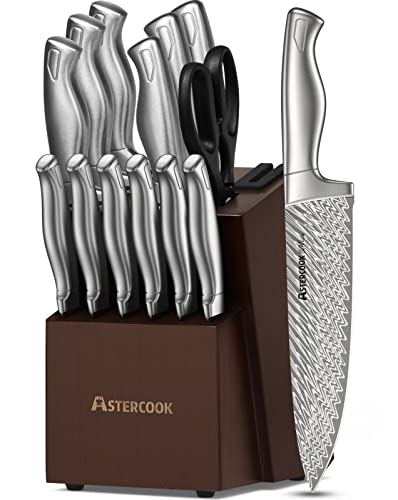 Knife Set, Astercook 21 Pieces Knife Sets for Kitchen with Block