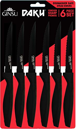 GINSU Daku Series 6 Piece Steak Knife Set (DAK-KB-DS-006-1), 4.5 inches