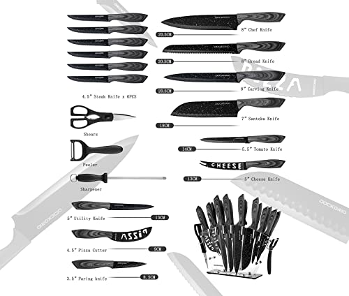 Dockorio Kitchen Knife Set with Block 19 PCS