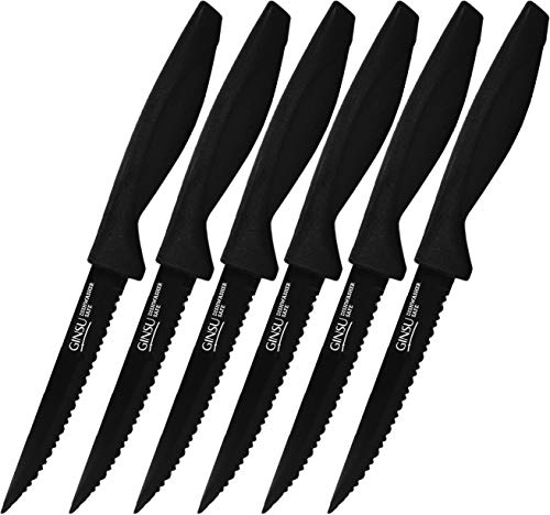 GINSU Daku Series 6 Piece Steak Knife Set (DAK-KB-DS-006-1), 4.5 inches