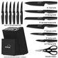 Knife Set 15 Pieces Kitchen Knife Set with Built in Knife Sharpener Block